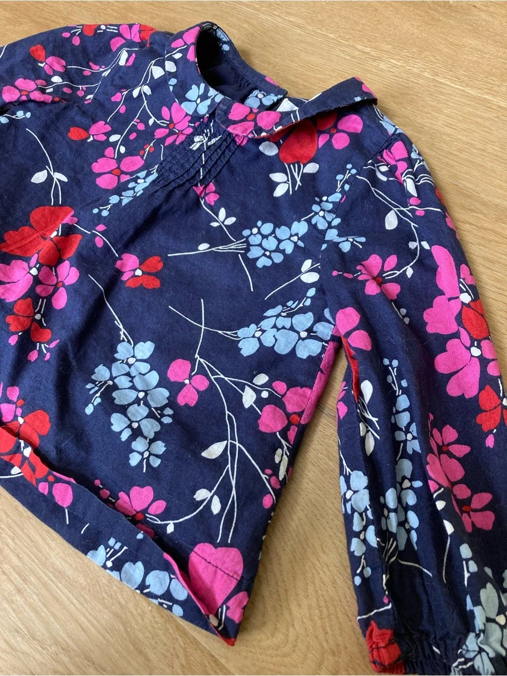 GAP Navy Top with Pink and Red Floral Accents 18-24mo